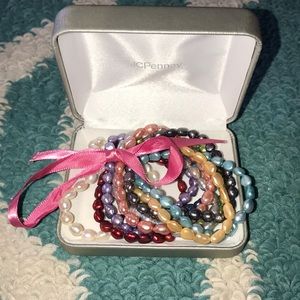 10 Piece Fresh Water Pearl Bracelet Set